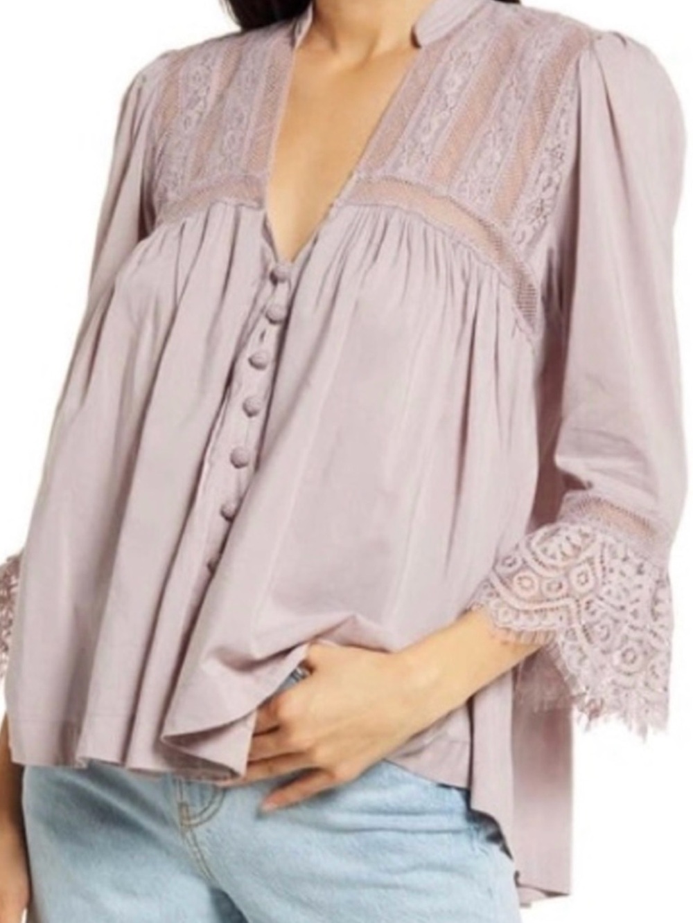 Free People Esme Button up Blouse - Lavender